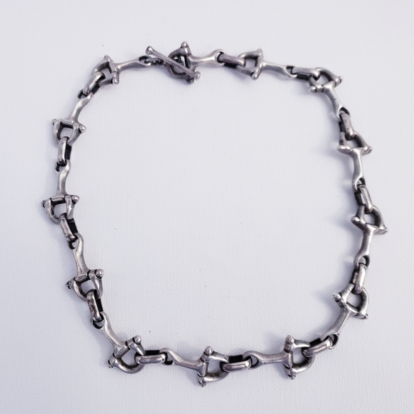 Sterling Silver Equestrian Horsebit link Necklace Length. 19.25 Inch - Picture 1 of 6